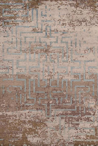 Handgeknoopt bamboe zijde abstract Indiaas vloerkleed