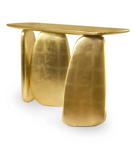 Sculpturale gouden consoletafel