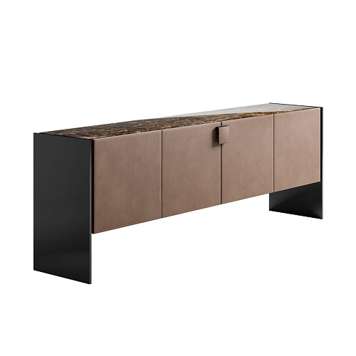Dressoir met leren deuren