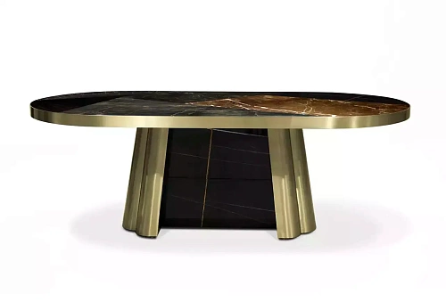 Decovita zwart en goud graniet eettafel