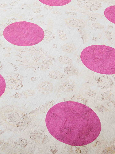 Dubbele laag roze designer vloerkleed