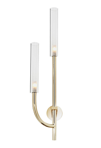 Gouden Wandlamp met Transparante Pyrex Glazen Kappen