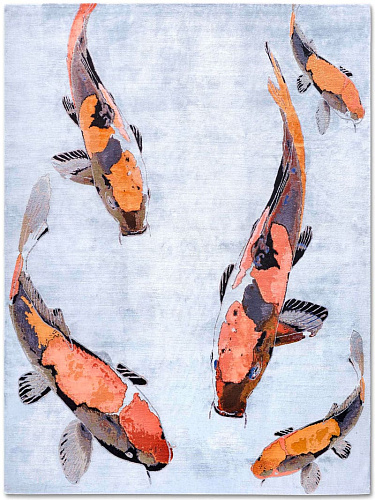 Fish Orange luxe handgeknoopt vloerkleed
