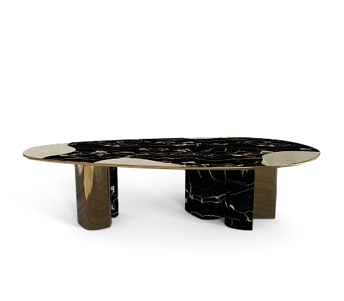 Athena Portoro marmer en patina eettafel