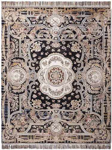 Aubusson Black handgeweven vloerkleed