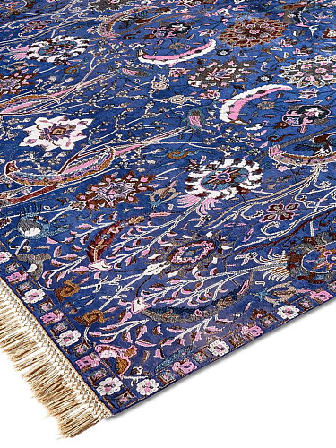 Kerman blauw handgemaakte luxe vloerkleed