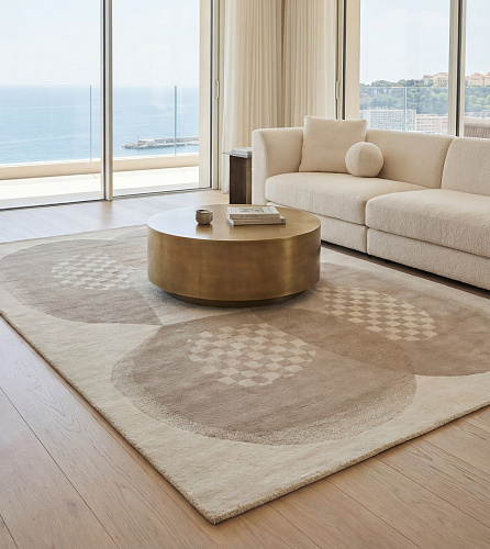 Soft Orbits Taupe handgemaakt vloerkleed
