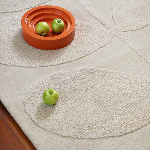 Solid stem ecru designer wol tapijt