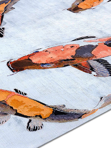 Fish Orange luxe handgeknoopt vloerkleed