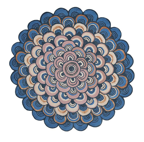 Masquerade blauw cirkel vloerkleed