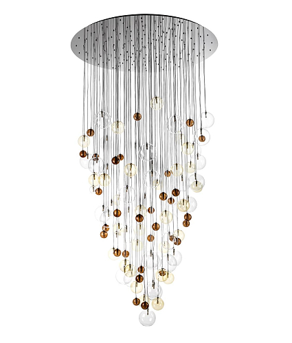 Moderne Cascading Kroonluchter met Meerkleurige Glazen Bollen