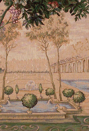 Verdure Fountain vierkant wandtapijt