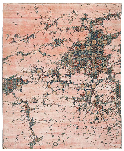 Tabriz canal aerial marineblauw e zijde vloerkleed