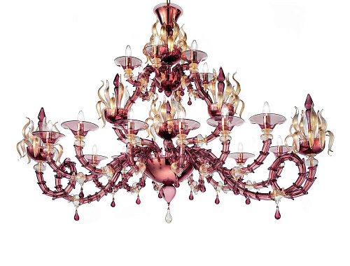 Klassieke kroonluchter in paars Murano glas