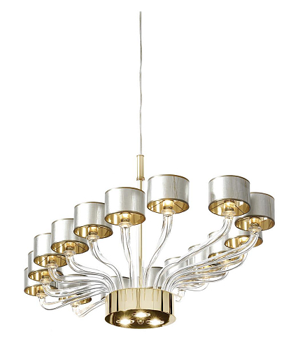 Ovale Murano Glas Arm Kroonluchter in Gouden Afwerking
