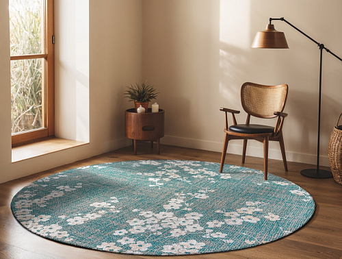 Lake Blue rond vloerkleed