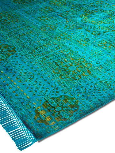 Electric blauw / groen luxe vloerkleed