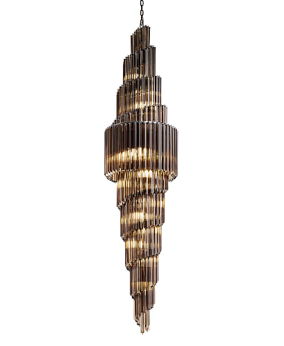 Brunito Ronde Kroonluchter met Rookig Chocoladebruin Glas