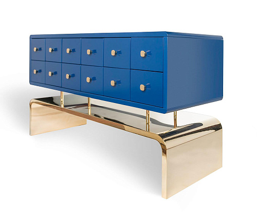 Auspicious blauwe gestoffeerde kast