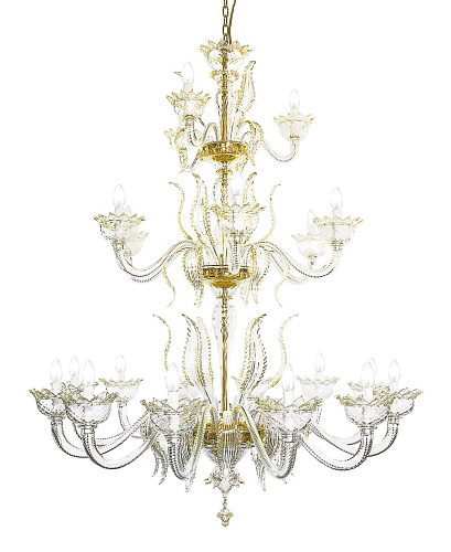 Gouden Murano Glas Multi-Tier Kroonluchter 21 Lichts
