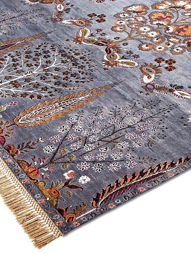 Mughal Charcoal handgemaakte luxe tapijt