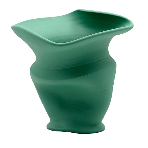 Groene handgebeeldhouwde vaas
