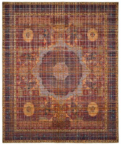 Mamluk columbus web rood grijs zijde vloerkleed