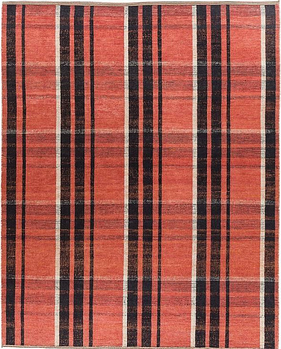 Handgeknoopt Turks geruit rood tapijt