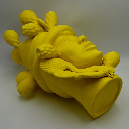 Moor's Head gele handgemaakte sculptuur
