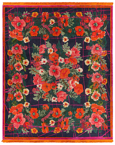 Scarlenka wrapped donkerblauw roze vloerkleed