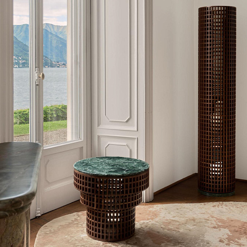 Walnoot en marmer bijzettafel