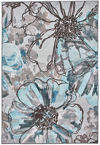 Genova bloemen viscose / acryl vloerkleed