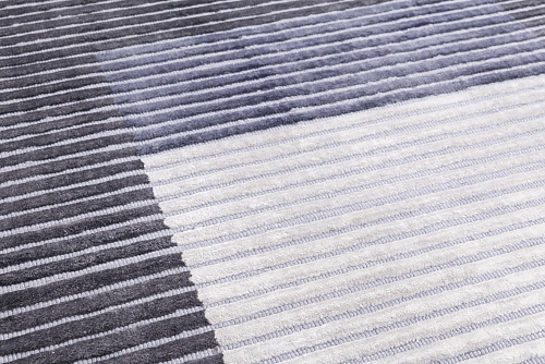 Handloom viscose lijnen vloerkleed
