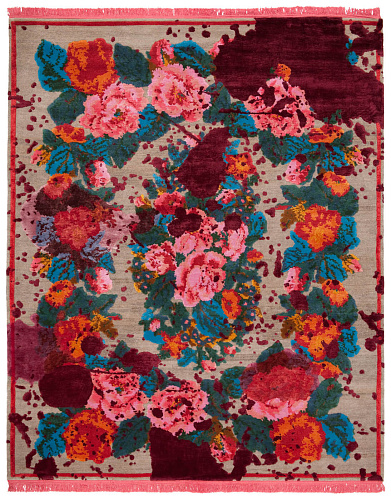 Janka splashed zilver bordeaux tapijt