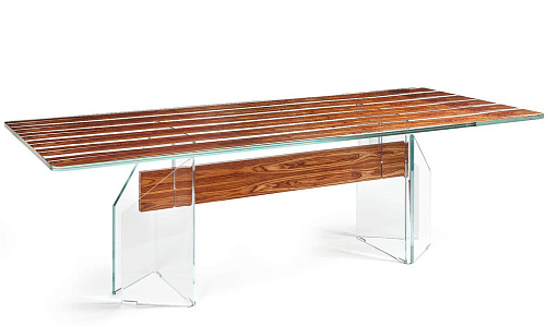 Parigi hout en glazen eettafel