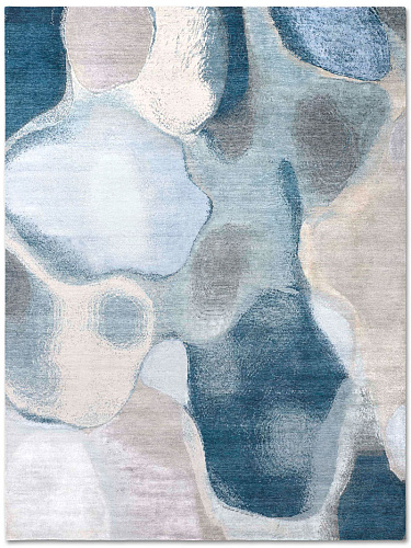 Turquoise Blue handgemaakte luxe vloerkleed