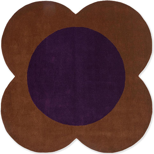 Flower spot kastanje/viol designer wol vloerkleed
