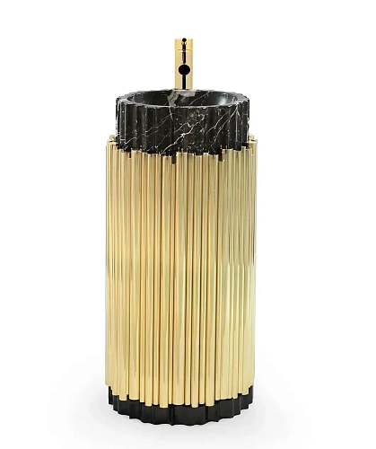 Harmony zwarte / gouden zuil wastafel