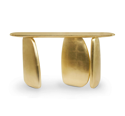 Sculpturale gouden consoletafel