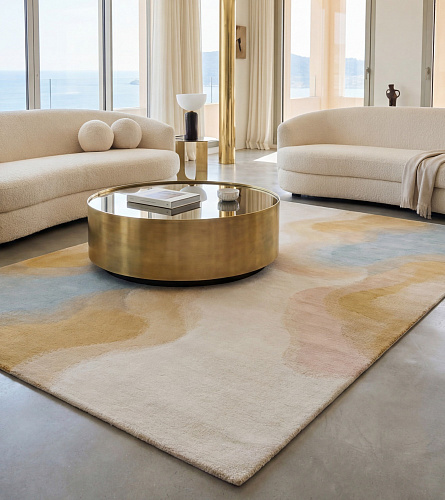 Fluid Lines Sand handgemaakt vloerkleed