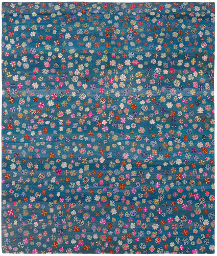 Little flowers helderblauw vloerkleed