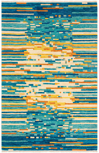 Pixel Wave Teal vloerkleed