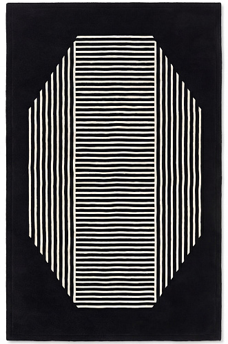 Octagon Lines Dark handgemaakt vloerkleed