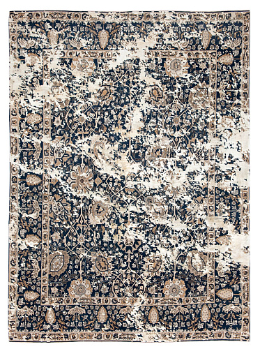 Tabriz riverside sky zwart beige zijde vloerkleed
