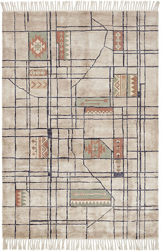 Linen Grid Warm handgemaakt vloerkleed