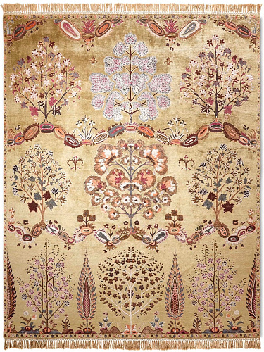 Mughal geel handgemaakte luxe vloerkleed