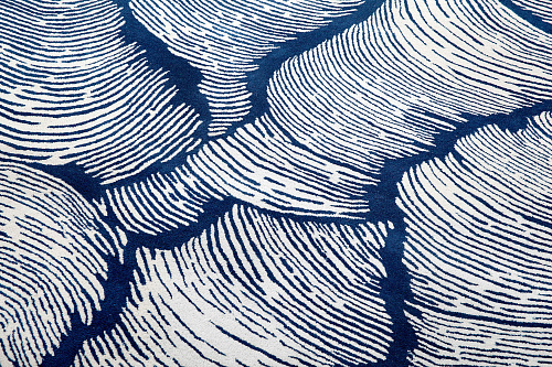 Designer rond blauw vloerkleed
