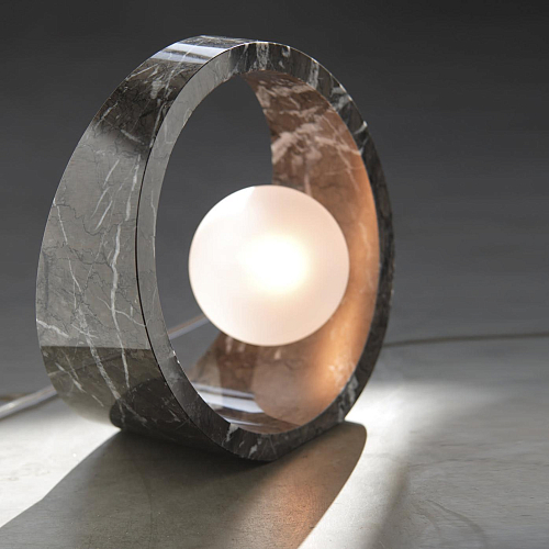 Marmer Black Carnico Tafellamp met Matglazen Kap