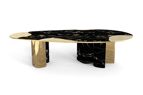 Athena Portoro marmer en gouden eettafel