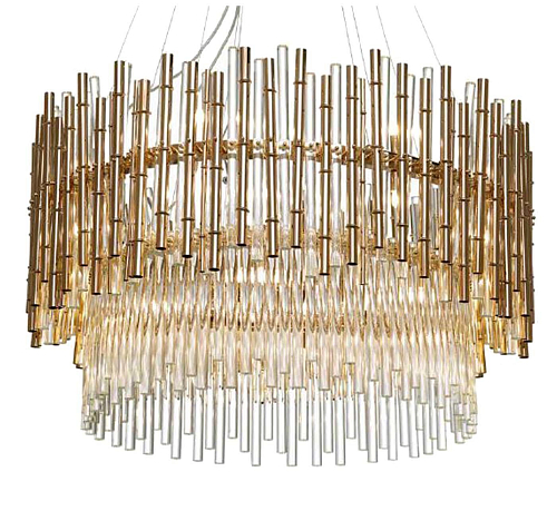 Bamboo Glas en Goud Kroonluchter